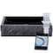 Novatto Square Black Granite Vessel Sink with Chiseled Exterior and Chrome Drain NOSV-ANSQCH - alternate 1